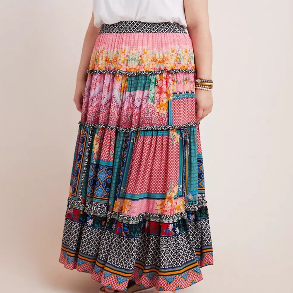 Anthropologie Celina Tiered Maxi Skirt